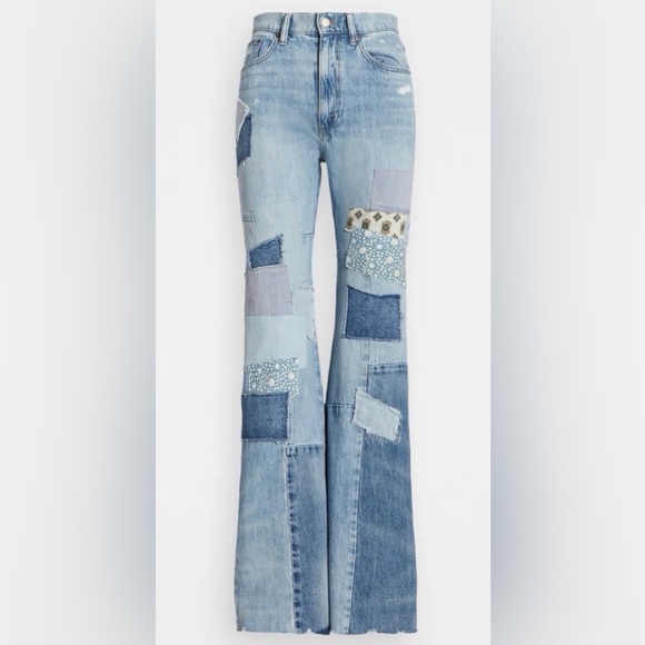 Ralph Lauren 🌟Patchwork Frayed High-Rise Flared Jeans New - Picture 2 of 9